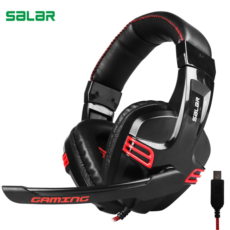 Salar KX236 auriculares estéreo para Gaming Auriculares auriculares USB ajustables para Gamer con micrófono para ordenador