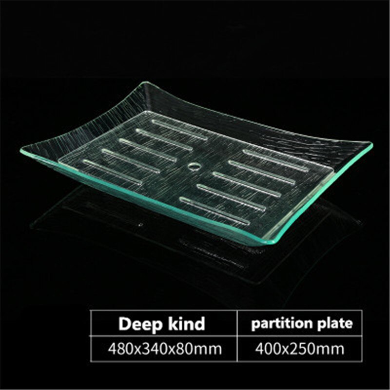 Plato acrílico rectangular transparente sashimi, bandeja de hielo crudo para pescado, plato japonés coreano para sushi, mariscos, buffet, plato para servir mantequilla