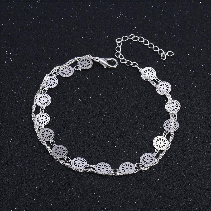 925 Sterling Silver Anklet For Women Bohemian Foot Jewelry Summer Beach Barefoot Anklet Leg Chain 1B159