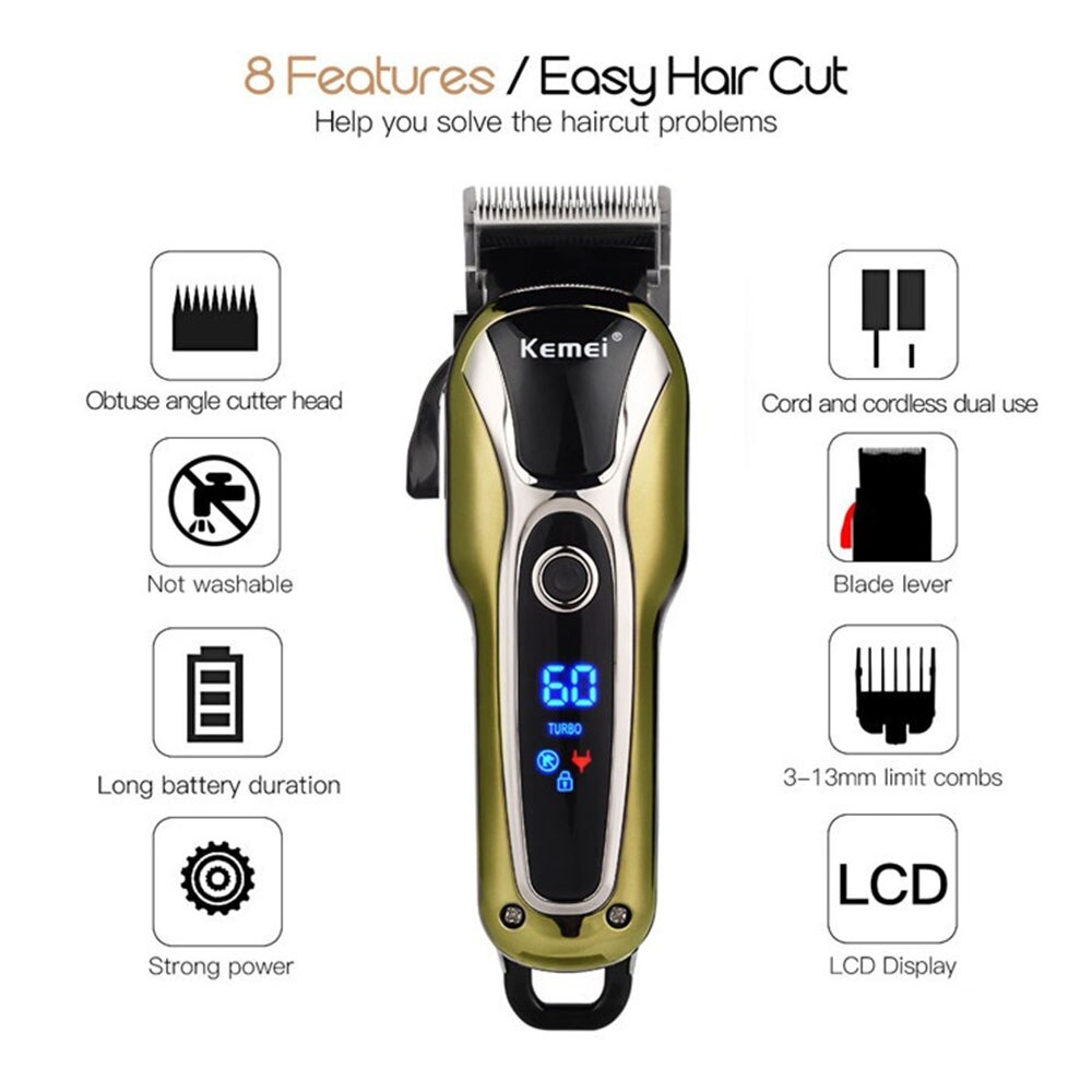 Professionele Tondeuse Mannen Kapper Oplaadbare Lcd T Blade Snijmachine Baard Trimmer Elektrische Scheerapparaat Cordless Haar Snijder