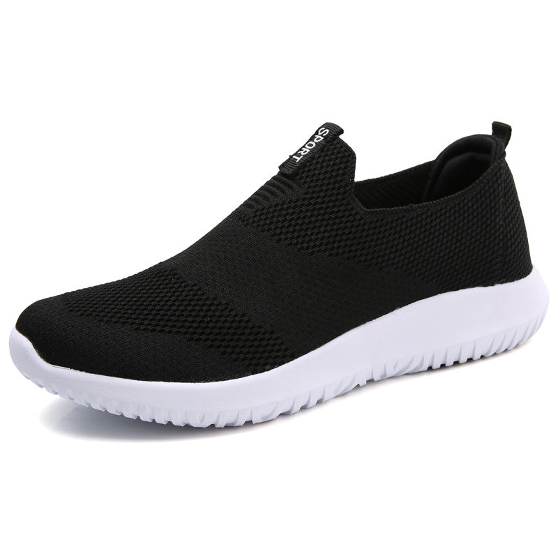O16U Autumn Women Sneakers Shoes Flats shoes Women Breathable Mesh Sneakers Shoes Slip on Loafers Creepers Shoes Ladies: black D.1801 / 8.5