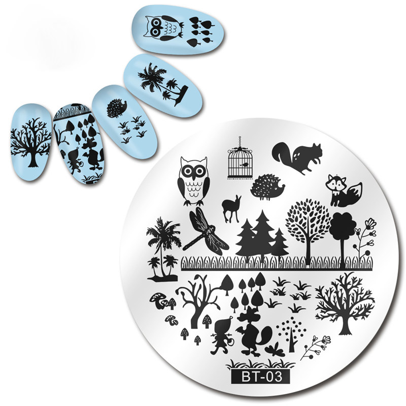 Biutee 12*6cm TAGEBUCH Nail art Vorlagen Stanzen Platte Blume Blatt Drucken Tier Brief Floral Muster Platten schablone Werkzeuge: 1004-BT03