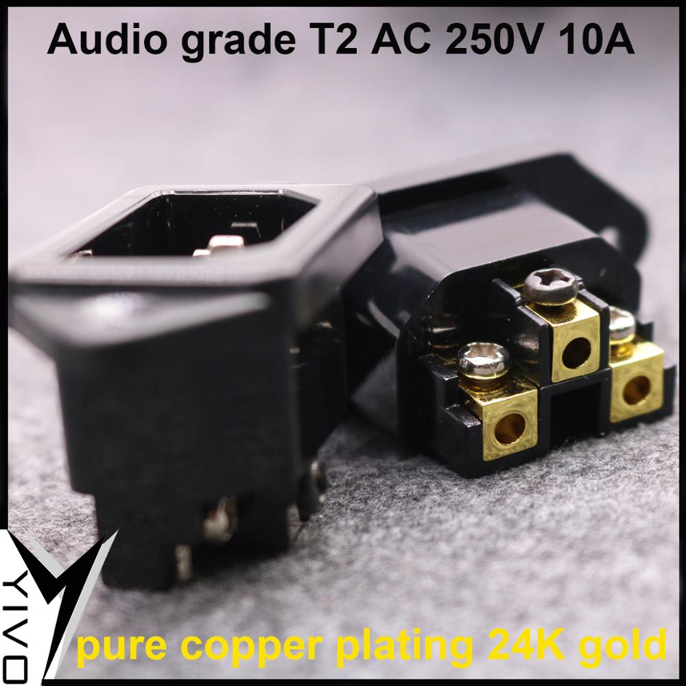 4-Piece YIVO Audio Grade T2 AC Power Socket - Brass Copper Rhodium Plated IEC Inlet Plug