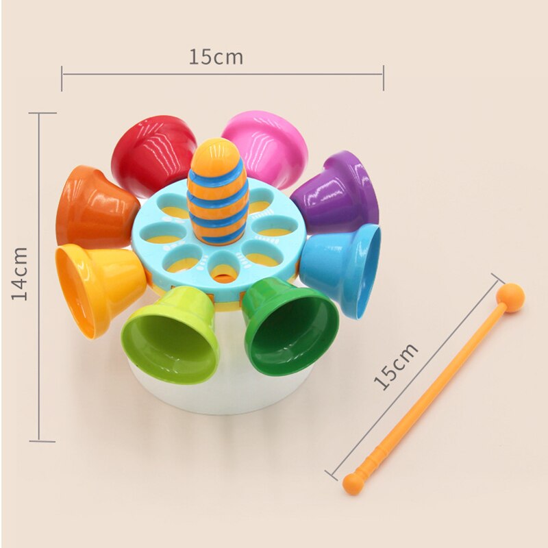 Bebé colorido nota percusión Bell estridente sonido de campana de juguete Musical temprana educación Musical instrumento para los niños