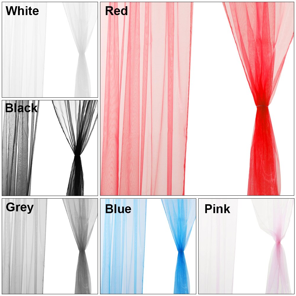 Pair (2 Panels) Of Tulle Curtains Solid Sheer Curtains Tulle Window Voile Net Curtains Window Screen Home Kitchen Living Room De