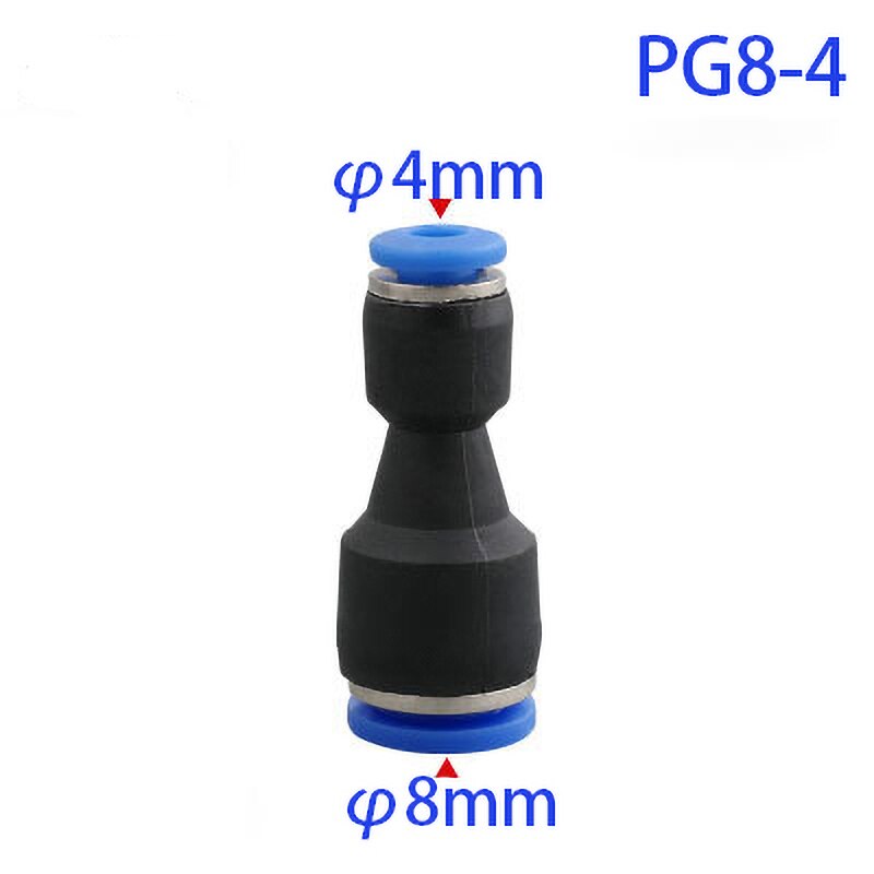 Pu Pneumatic Fittings Plastic Connector PG 4mm 6mm 8mm 10/12/14mm 16mmAir water Hose Tube Push in Straight Gas Quick Connectors: PG 8-4mm