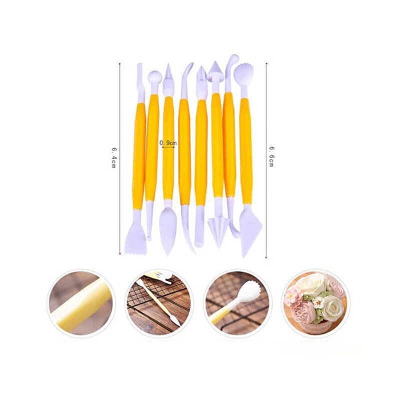 Fondant kage værktøj sæt  of 8 stk/sæt fondant udskæring kniv chokolade kage udskåret blomster udskæring gruppe ælte plastpind