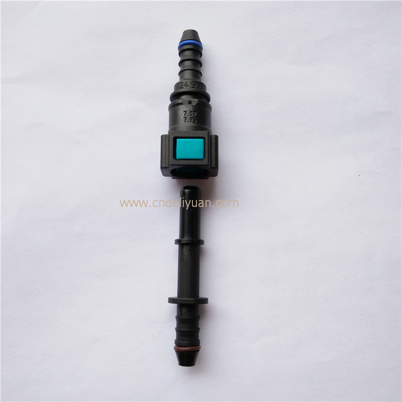 7.89mm ID6 180 degree SAE fuel pipe fittings plastic Fuel line quick connector female male connector with double buttom 5 sets