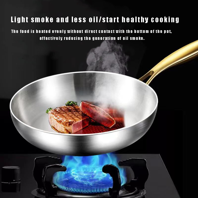 30 cm Bratpfanne Antihaft-Wok 316 Edelstahl Hausmannskost Steak Pfanne Gasherd Topf Induktion Topf Küche Kochgeschirr