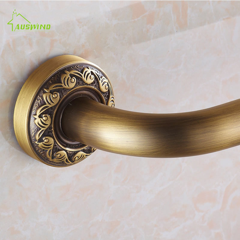 Bathtub Handrail Bathroom Tub Safety Grab Bar Black Antique Brass Carved Safety Handles Wall Mounted Bathroom Accessories 52cm