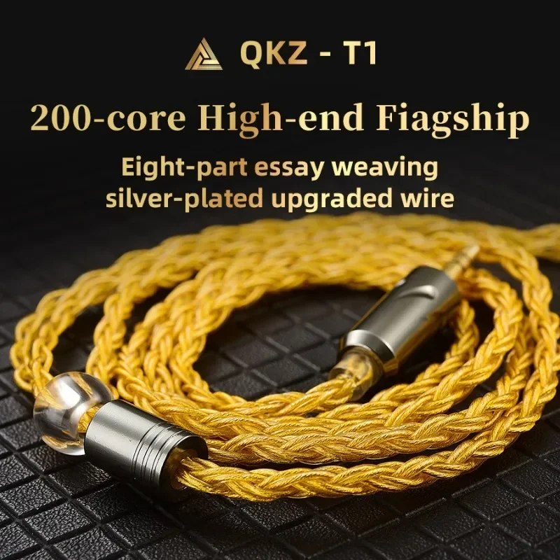 QKZ T1 8-adriges TC versilbertes Hifi-Kopfhörer-aktualisieren-Kabel MMCX/2Stift-Anschluss zur Verwendung für QKZ ZXN ZXT ZXD ZX2 ZAX2 ZX1 ZX3: gelb