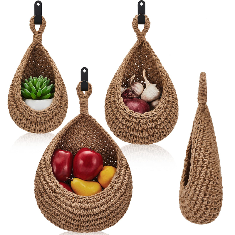 Woven Fruit Basket Vegetable Basket Wall Mounted Wicker Rattan Pastoral Kitchen Table Picnic Storage Basket Storage