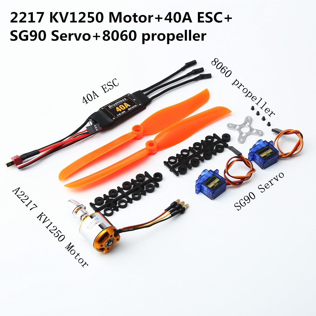 RC Plane Combo Kit - A2212 1000KV Motor, 40A ESC, Servos & Propellers
