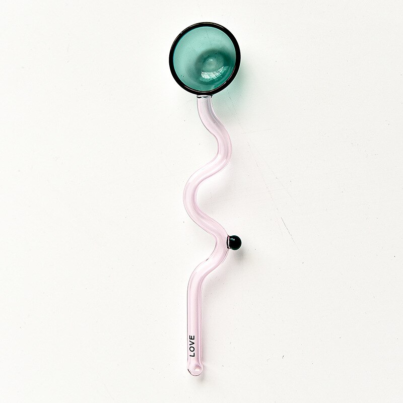 Tasse à café en verre coloré avec poignée d'oreille, tasse à expresso, pour jus de fruit, pour le bureau, pour le petit déjeuner, couleur contrastée,: LOVE