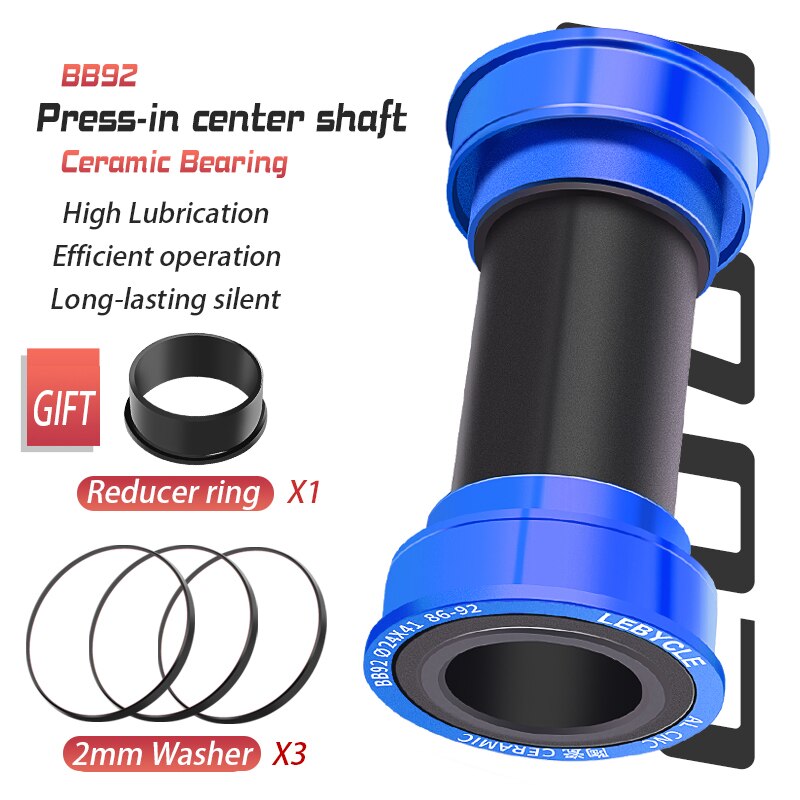 Lebycle Bicycle Bottom Bracket BB92 For Shimano Prowheel SRAM GXP MTB Road Bike Crankset Part: Blue