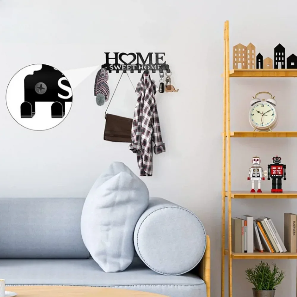 Stijlvolle 1-delige aan de muur gemonteerde Sweet Home-sleutelhouder: houd uw sleutels georganiseerd met deze creatieve voordeursleutelmuurhaak