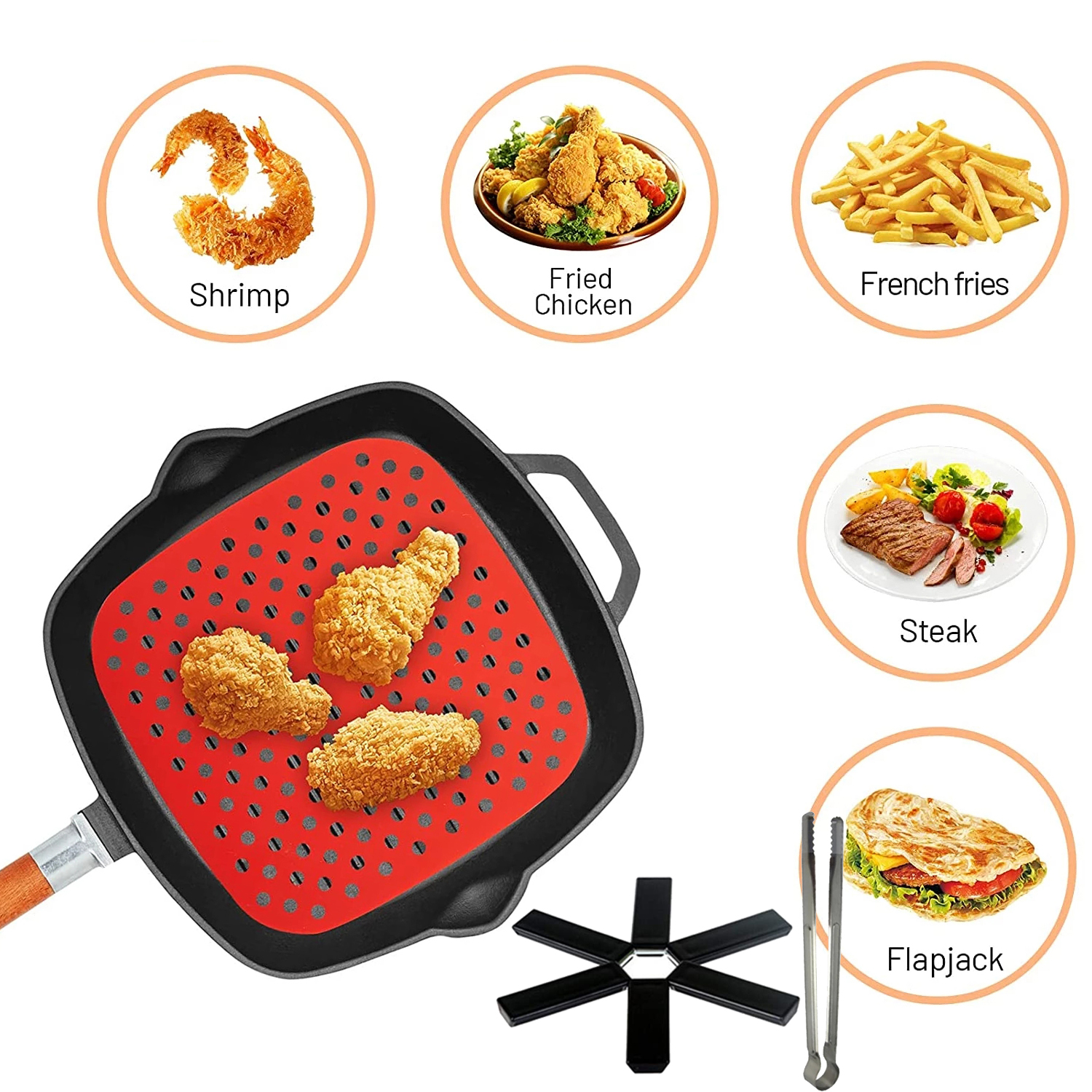 Silicone Air Friteuse Pads Non-stick Stoomboot Pad Bakken Binnenvoering Airfryer Hergebruikt Om Voedsel Steken Keuken Tool