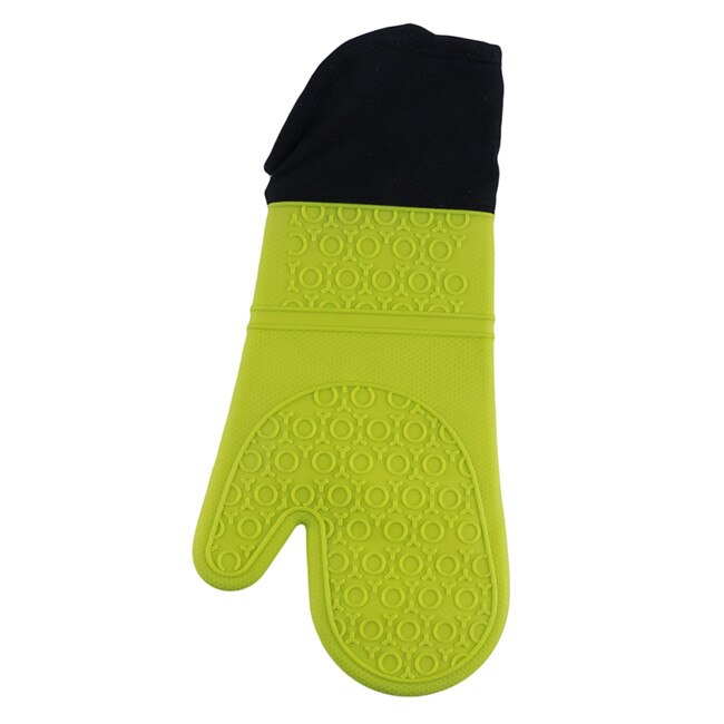 Silikone varmebestandige handsker ovn luffer madlavning grill gants silikone køkken mikroovn vanter ovn handske: Grøn