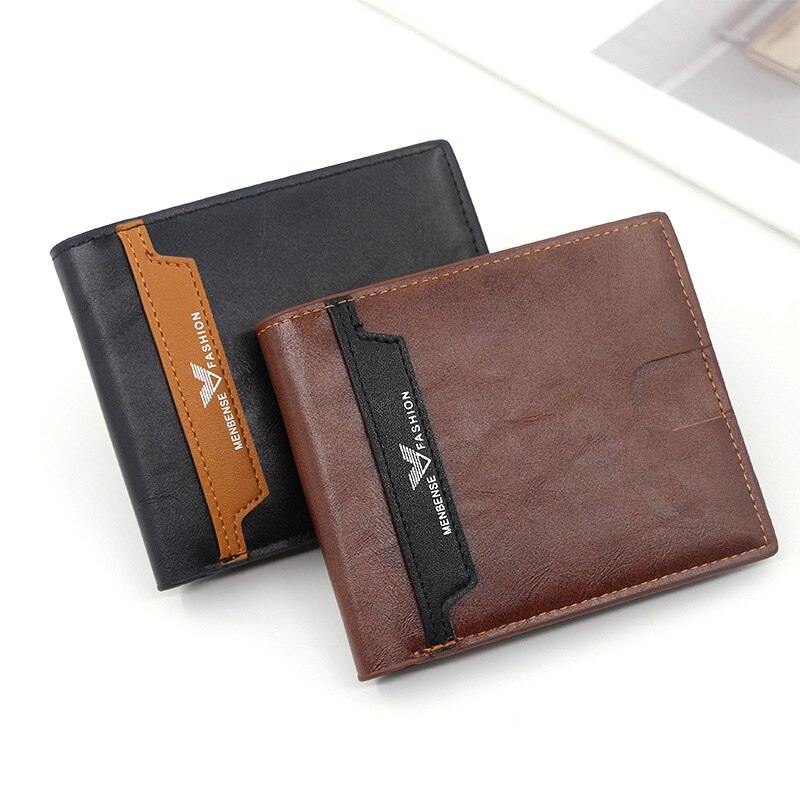 Wallet Mens Leather Casual Men Purse Slim Leather Mini Short Wallet Monedero Hombre Credit Card Trifold Purse Billetera Hombre