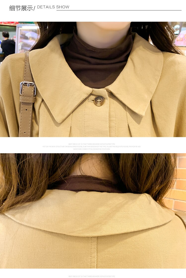 Trench-coat à col rabattu pour femme enceinte, manteau de grande taille, couleur unie, automne-hiver