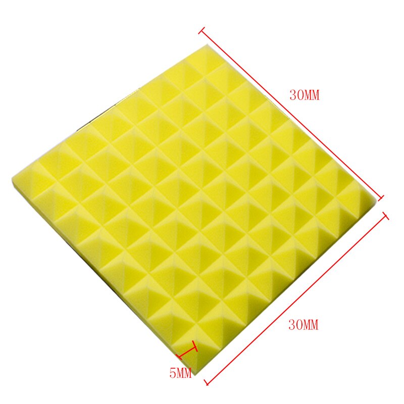 1pc vierkante geluidsdichte panelen schuim geluidsreductie akoestische spons schuim kunst muurstickers voor bar ktv muur geluidsisolatie spons: Geel