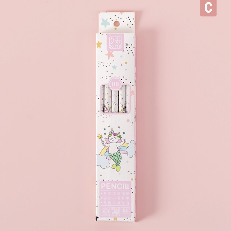 10 Pcs/set Cartoon HB Standard Sketch Pencil Set Wooden Pencil Lot Cartoon Art Supplies Stationery For Student Kids School: C