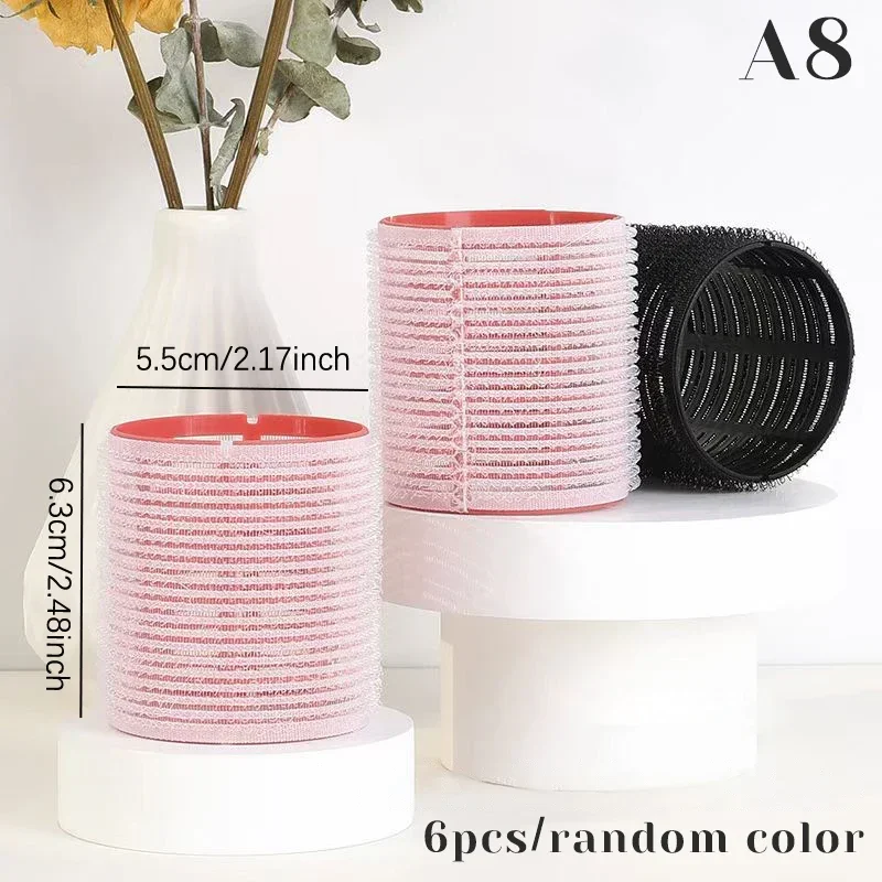 헤어롤 6pcs Hair Rollers Heatless Hair Curlers No Heat Hair Bangs Volume Self-adhesive Hook Curlers DIY Styling Tools & Accessories: PURPLE