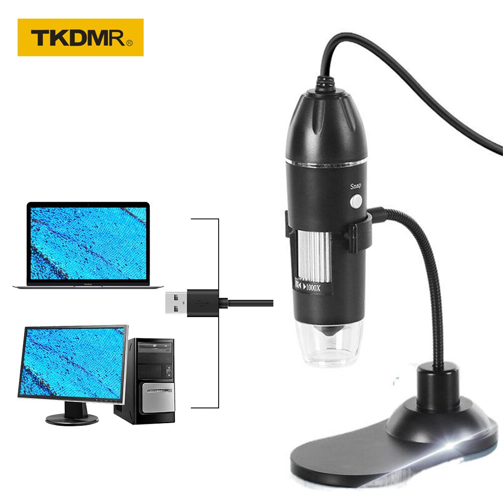 Tkdmr 1000X Zoom Hd Usb Microscoop Handheld Draagbare Digitale Usb Interface Elektron Microscopen Met Led Ring Licht Voor Pc