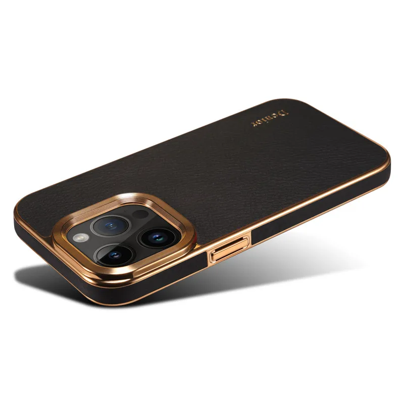 Eucagr Luxus Echt ledertasche für iPhone 15 Pro Max stoß feste Silikon Handy hülle für iPhone 15 14 13 12 Pro Max Plus