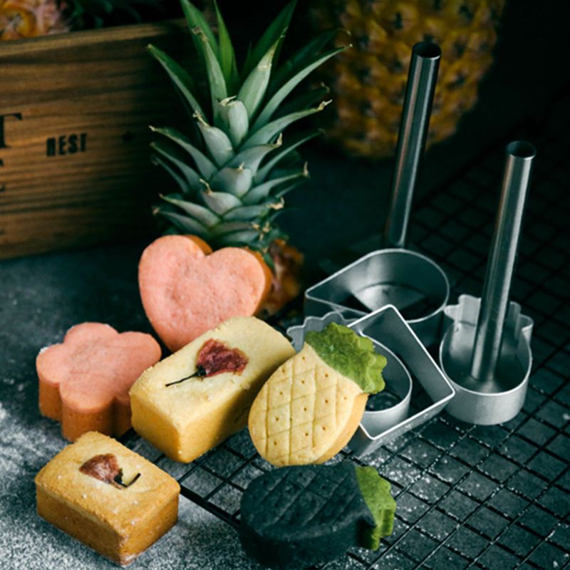 10 stuks vierkant rechthoek ellips hart ananas bloemvorm taart cake koekjesvorm koekjesvorm stempel pers snijgereedschap  u1je