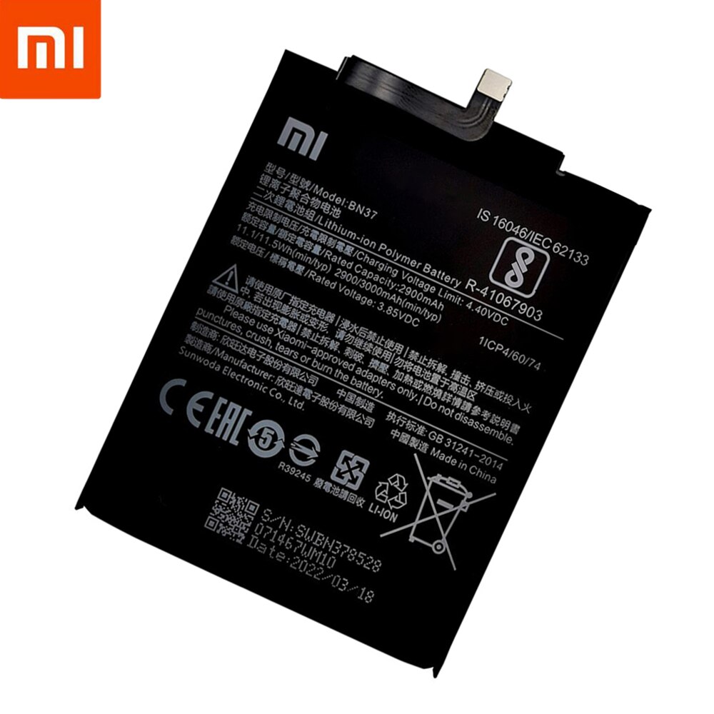 Xiao Mi Original Battery BN37 3000 mAh For Xiaomi Redmi 6 Redmi6 Redmi 6A Phone Replacement Batteries