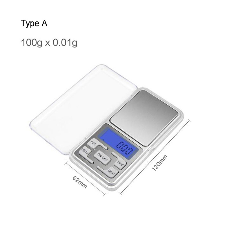 Portable Mini Digital Pocket Scales 500g 200g 100g 0.01g Jewelry Palm Scale Gram Balance Weight Electronic Kitchen Scales: A-100gx0.01g