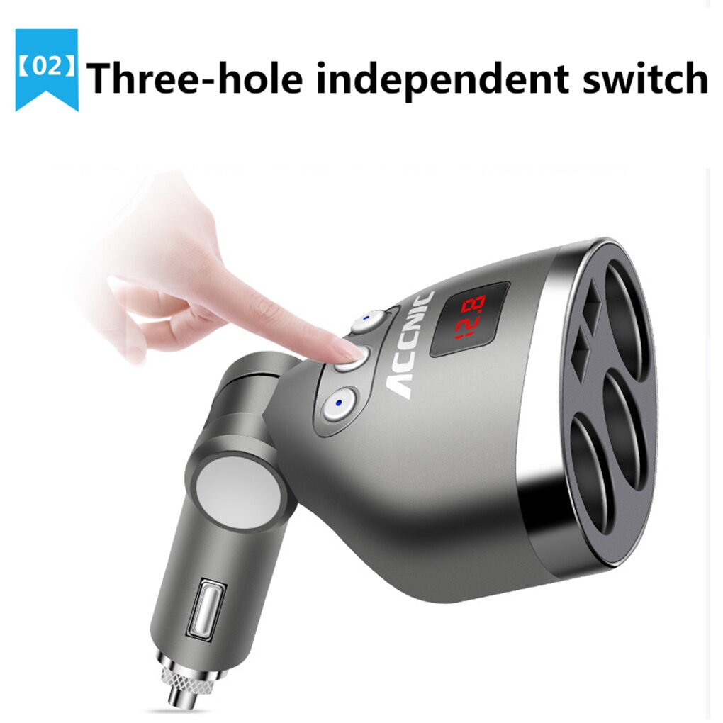 Accnic 3 in universele dubbele usb autolader spanning digitale 1 auto sigarettenaansteker splitter