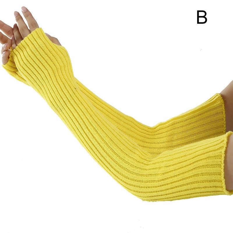 Długie rękawiczki bez palców dla kobiet gotycka odzież punkowa z dzianiny z długim rękawem miękkie damskie rękawiczki bez palców: B