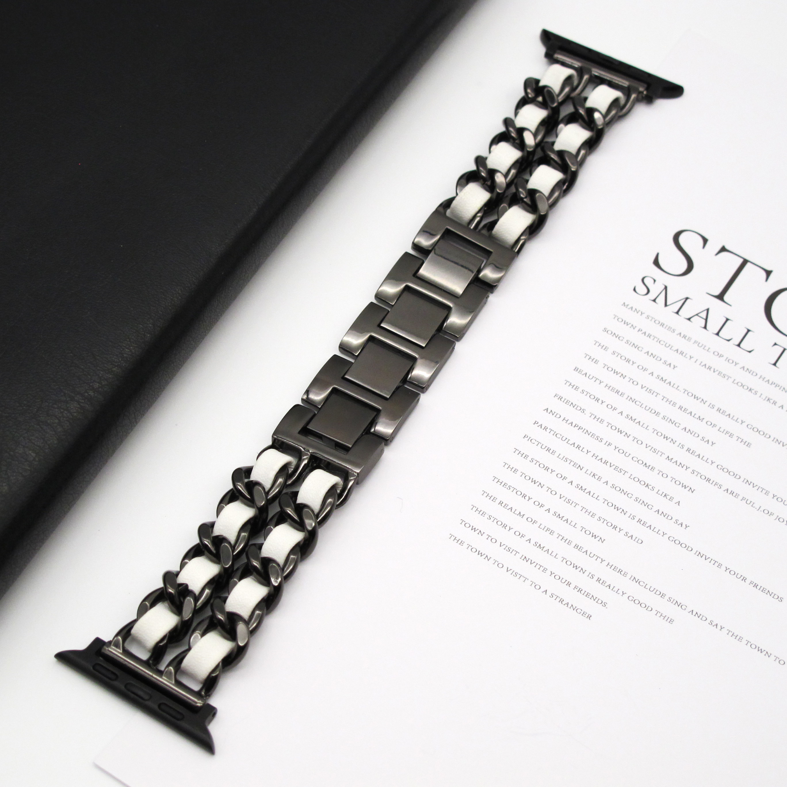 Metal Double Chain Strap for Apple Watch S10 42MM Strap Ultra 49mm 46 45 44 40 41 38mm Strap for iWatch Series 987654: 20 / WHITE