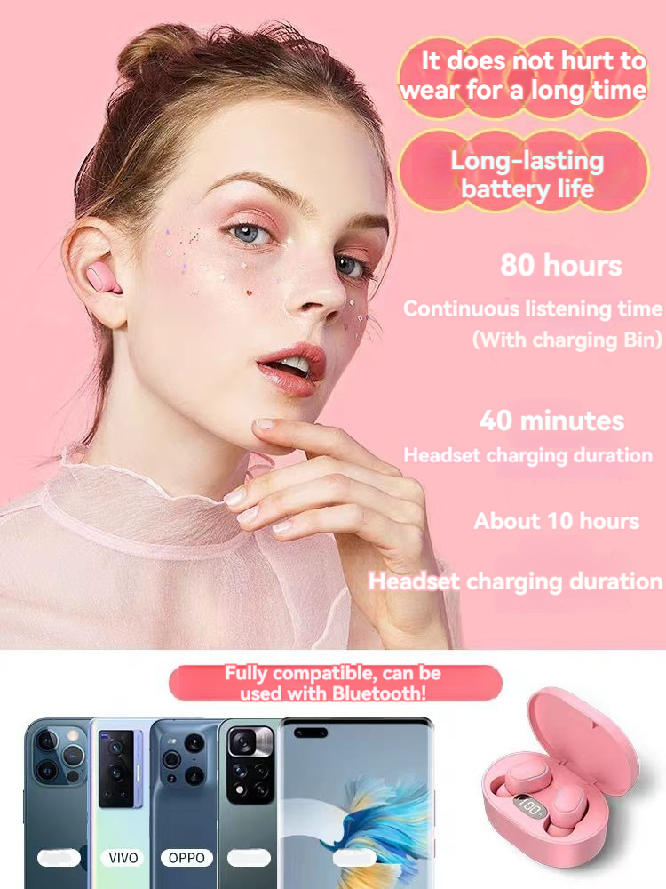 2024 Drahtlose Bluetooth-Kopfhörer Rosa TWS-Headset Lärm abbrechen-Kopfhörer mit Mikrofon-Kopfhörer für iPhone Xiaomi