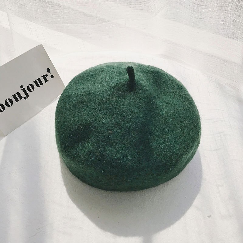 Cashmere Berets Hats Winter Warm Wool Berets Autumn Winter Vintage Female Hat Warm Cap Female Lady Girls Khaki Beige Red Yellow