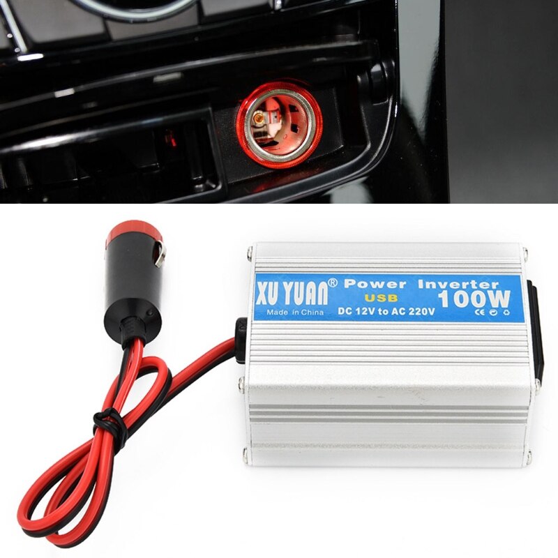 100W Car and Home Laptop Power Inverter DC 12V/24V to AC 220V Power Converter W91F