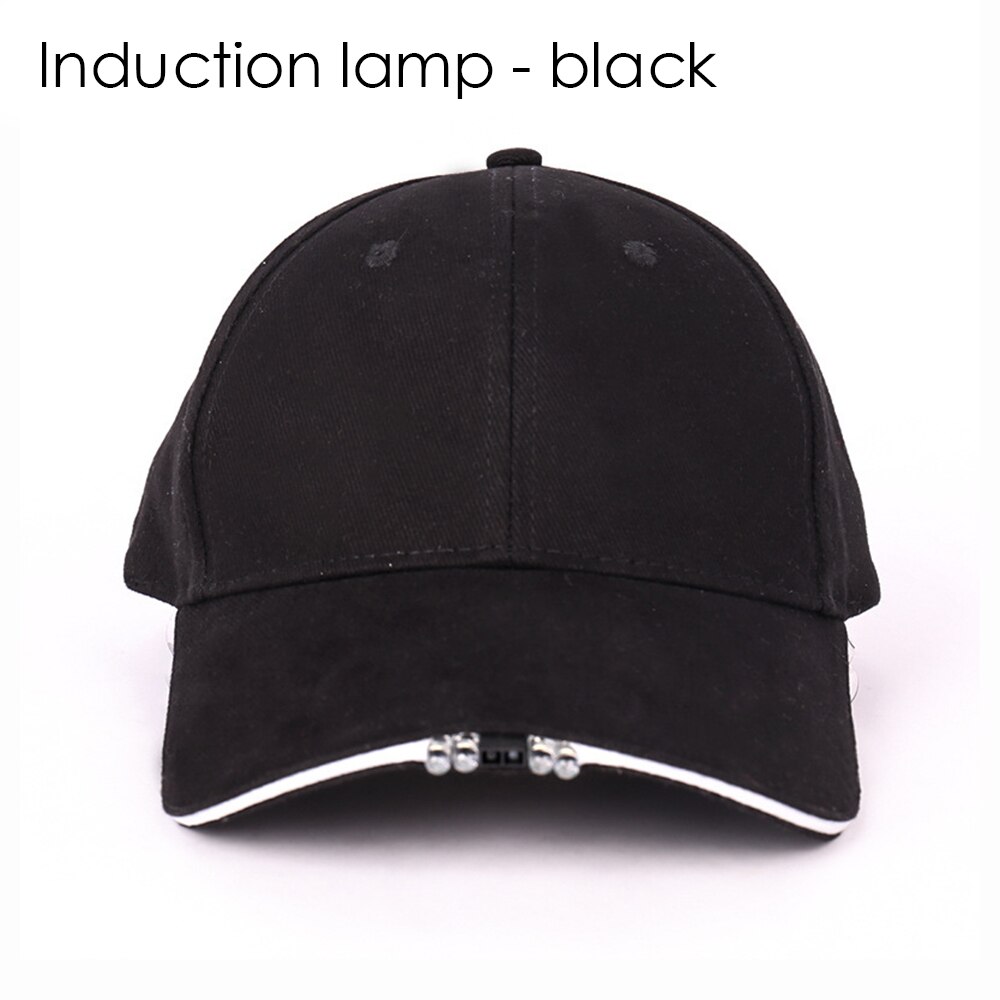 Unisex höst vinter ledde upplyst mössa varm baseball mössa utomhus fiske löpande fiske hatt blixt män kvinnor camping klättring mössor: Svart