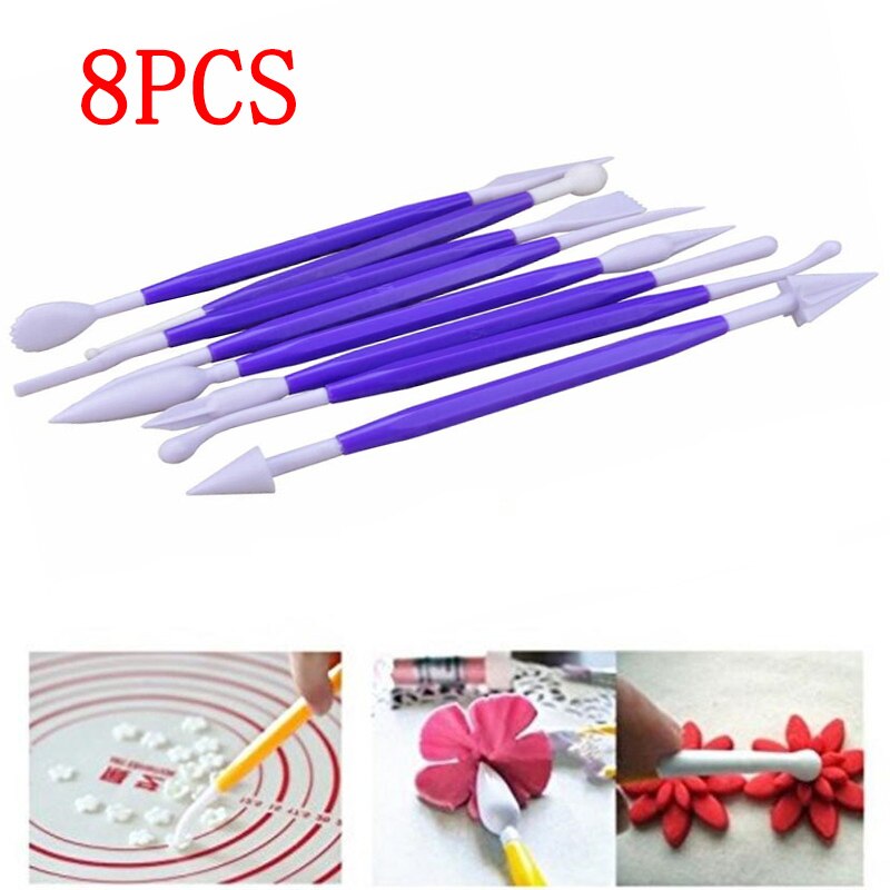 Outil artisanal de cuisson en plastique, bricolage, 8 sucrier artisanat Fondant gâteau sculpture de pâtisserie, coupe chocolat décoration fleur en forme d&#39;argile