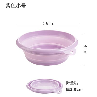 portable folding washbasin household plastic laundry tub travel thickened large wash basin plastic basin: S purple