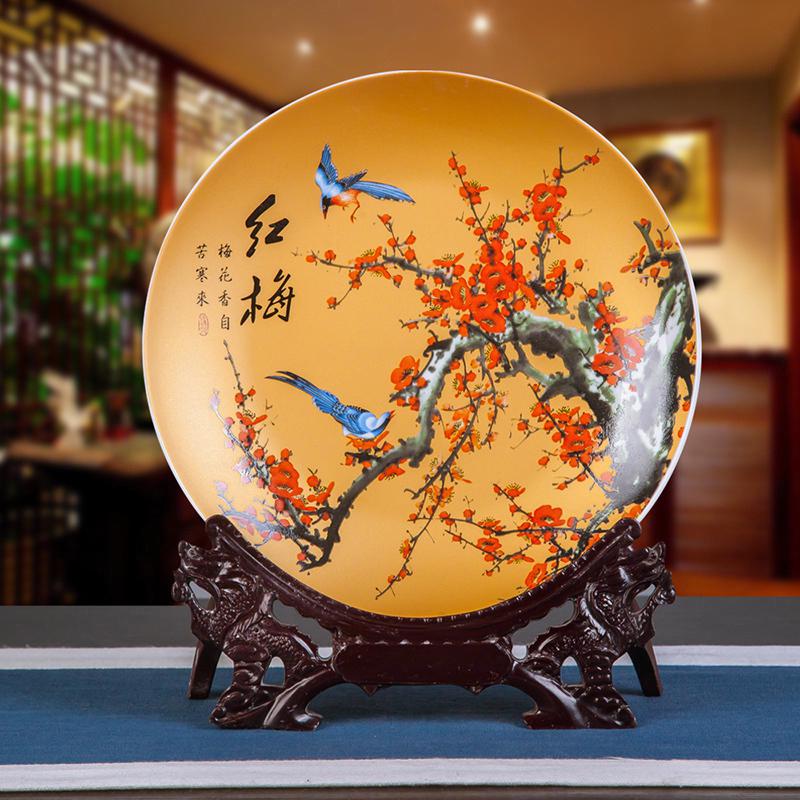 Ceramic Ornament Plate Livingroom Table Figurines Crafts Porcelain Plate Handicraft Wedding Desktop Home Decor Plate Table Art: 2