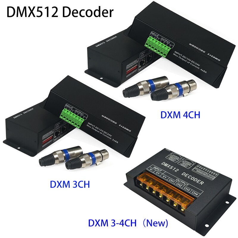 DMX512 Decoder Led Dimmer Driver Rgbw Controller DMX-512 3 4 Kanalen Decoder Controller Dimmer Voor Rgb Rgbw Led Strip 3-4 Ch * 8A