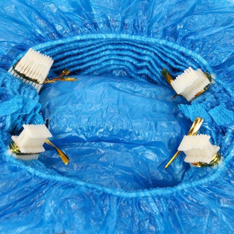 200 pces pe capa de sapato máquina capa de sapato azul descartável conveniente e confortável modelo casa sapato capa