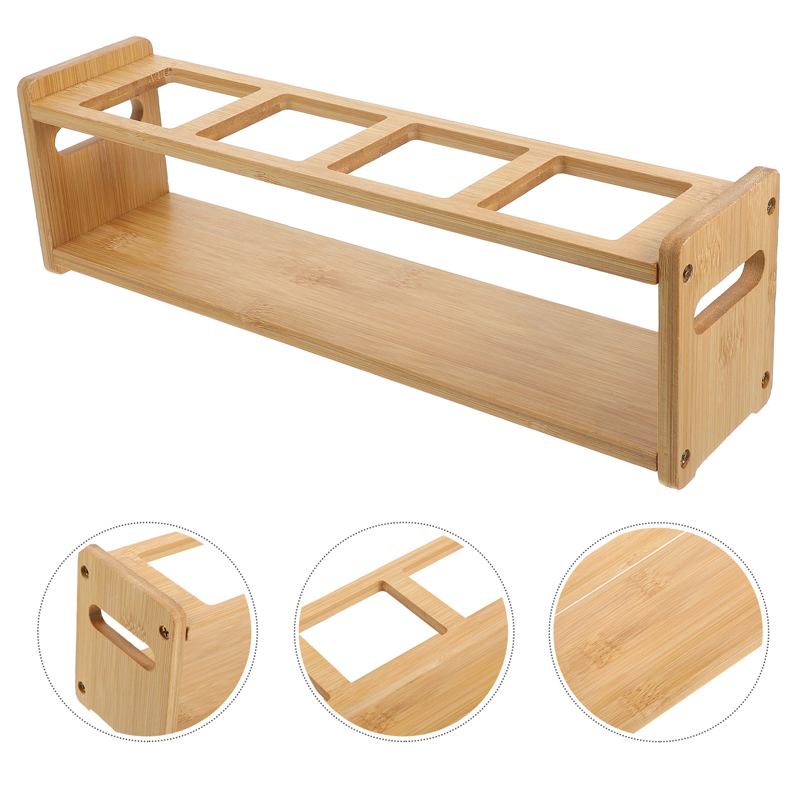 Spice Bottle Storage Rack Bottles Condiment Holder Organizer Seasoning Wooden Kitchen