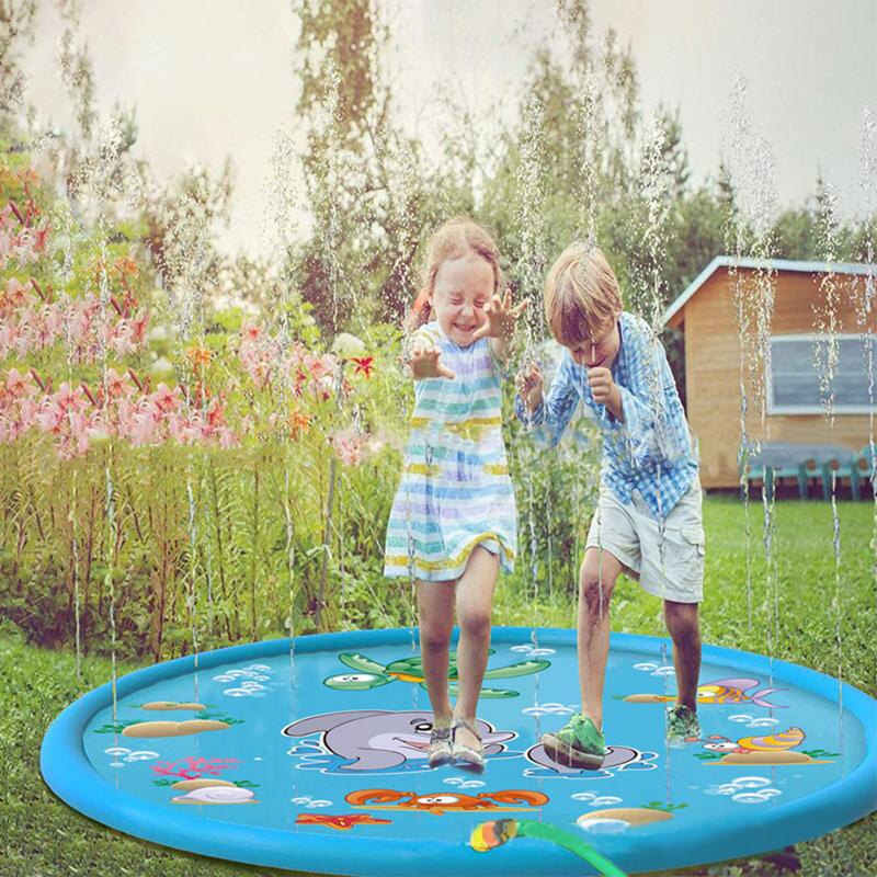 100cm/170cm Outdoor Lawn Beach Sea Animal Inflatable Water Spray Kids Sprinkler Pad Play Water Games Beach Mat Cushion Toys