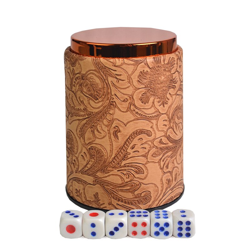 Ktv bar gambling casino texas pokerspil metal+læder terning kop sæt & 6 stk digitale hvide/akryl terninger