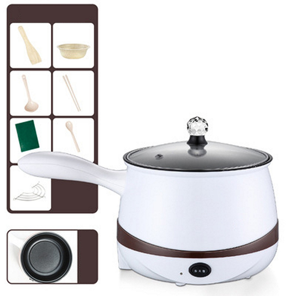 110V Mini Electric Double Layer Pot Multifunction Noodles Cooker Non-stick Skillet Steamed Eggs Soup Rice Cooking Pot: Non-stick 1 Layer