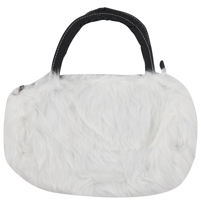 -Lady Girl Mooie Leuke Mooie Pluche Bont Harige Handtas Schoudertas Messenger Bag (Wit)