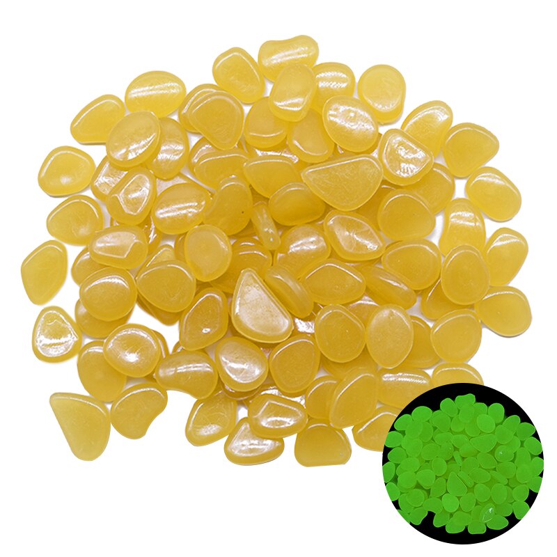 25/50pcs Glow in the Dark Garden Pebbles Glow Stones Rocks for Walkways Garden Path Patio Lawn Garden Yard Decor Luminous Stones: 50pcs / Dark yellow